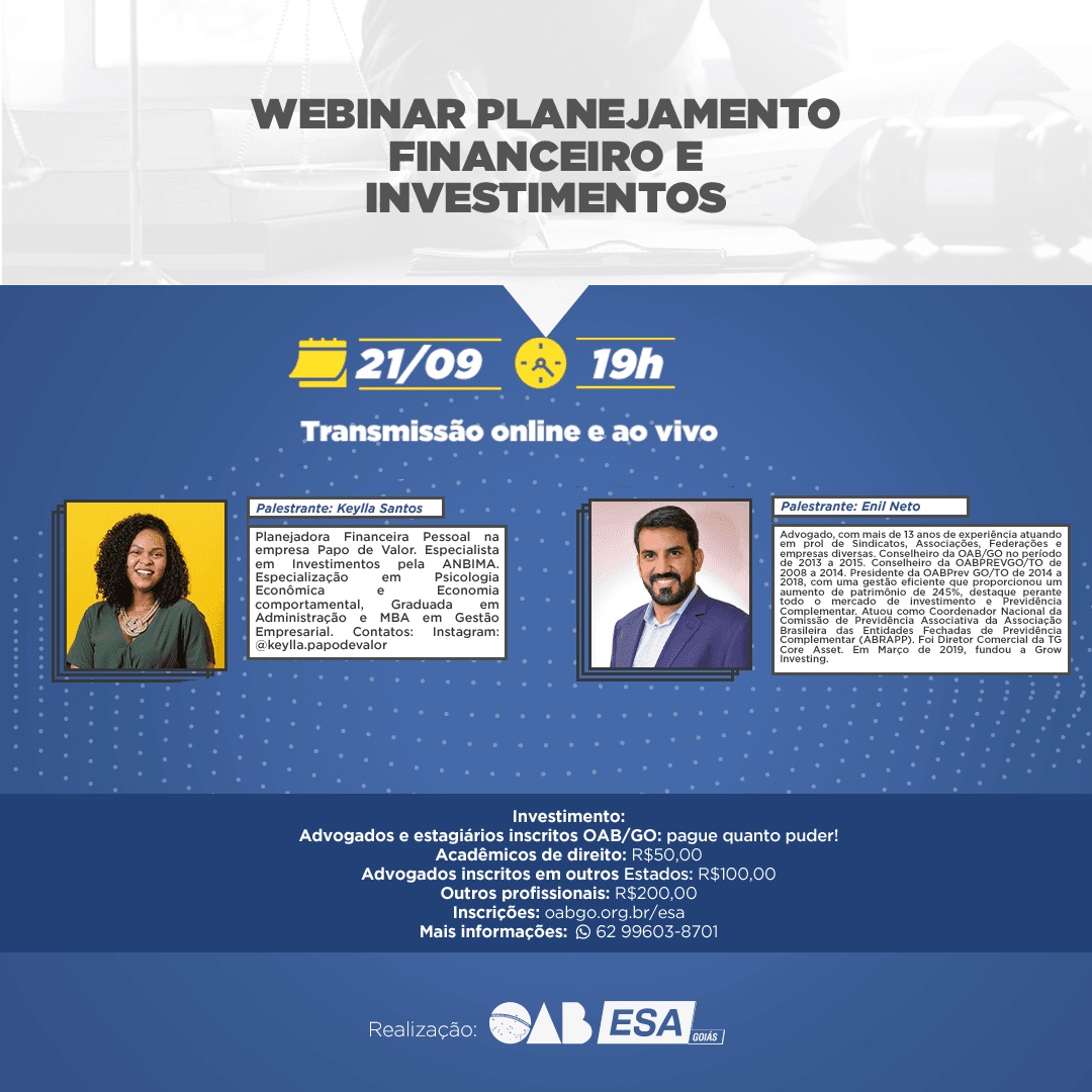 Webinar Planejamento Financeiro e Investimentos