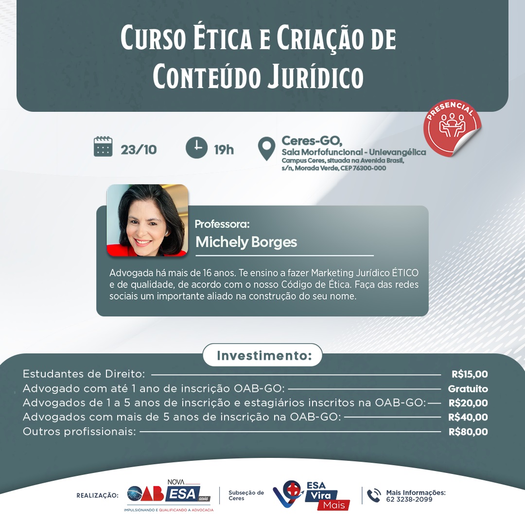 Curso tica e Criao de Contedo Jurdico-Ceres