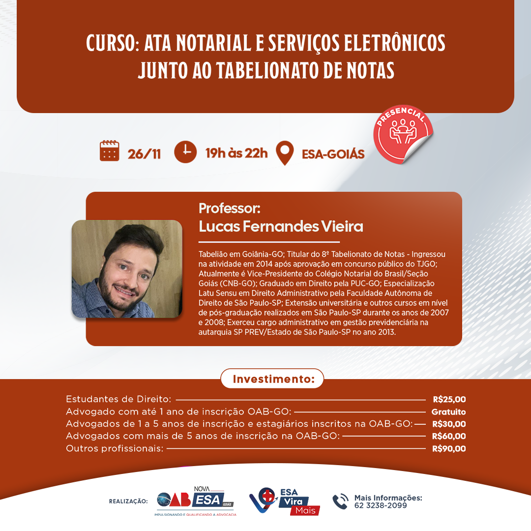 CURSO: ATA NOTARIAL E SERVIOS ELETRNICOS JUNTO AO TABELIONATO DE NOTAS